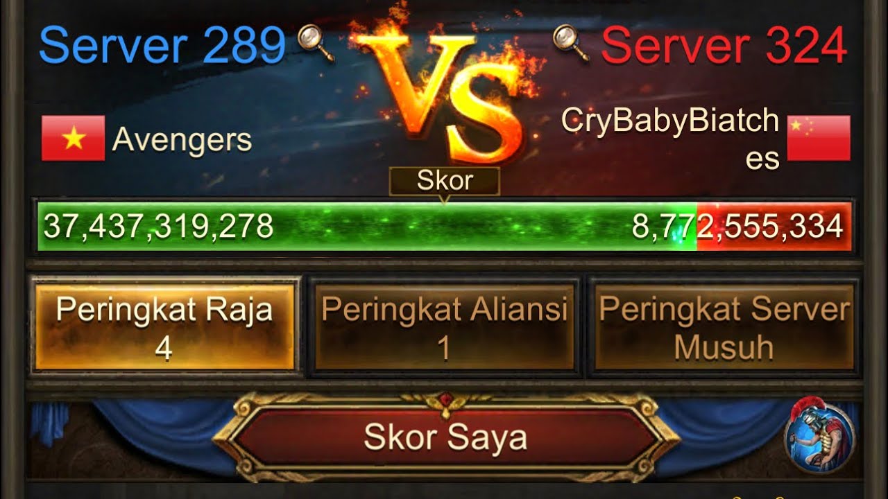 Evony TKR : Throne War GoT (289) Vs VNS (324)