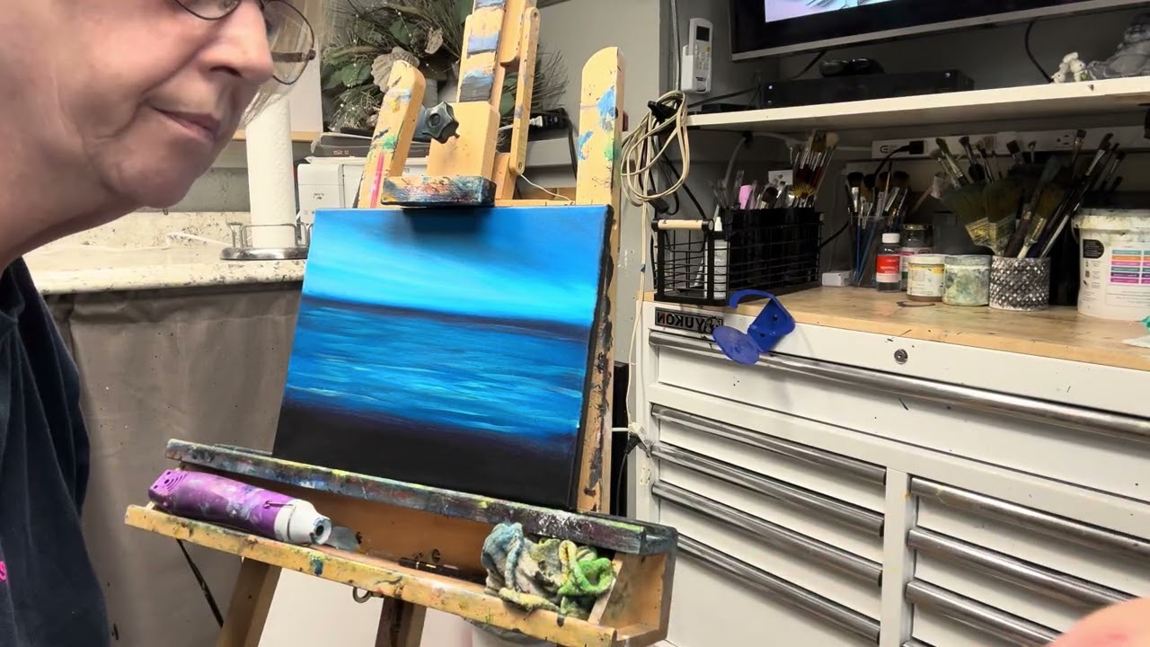 21- Today I’m doing another acrylic painting. A tropical one