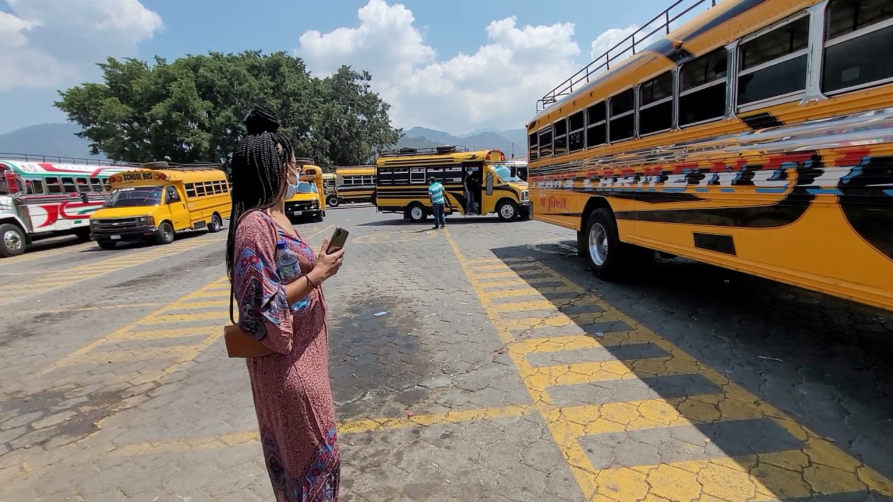 About to ride the chicken bus in Guatemala 🇬🇹