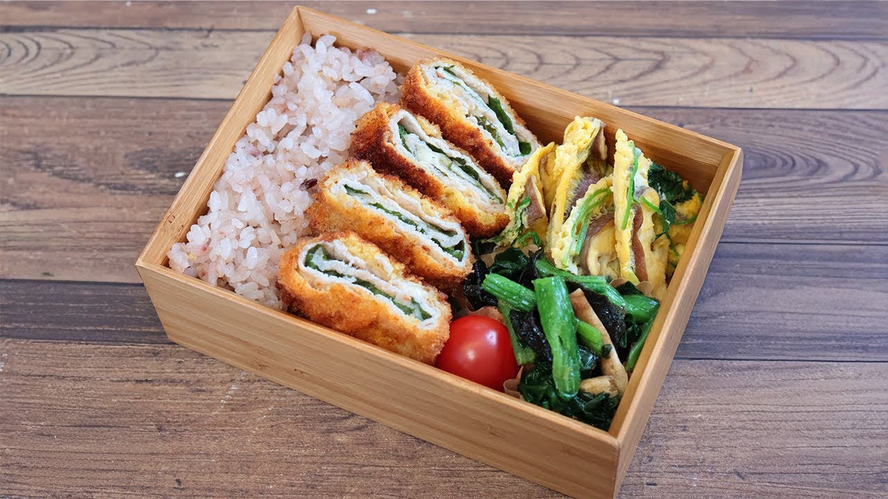 【10分弁当】梅しそチーズミルフィーユカツ〜包丁もまな板もいらない(557)