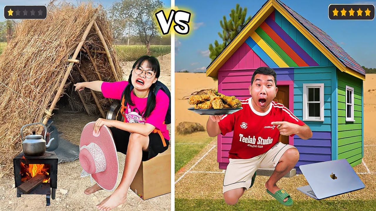 Hà Sam | Thử Thách 24 Giờ Cắm Trại: Lều Rơm vs Nhà Cầu Vồng vs Nhà Gỗ 🔥
