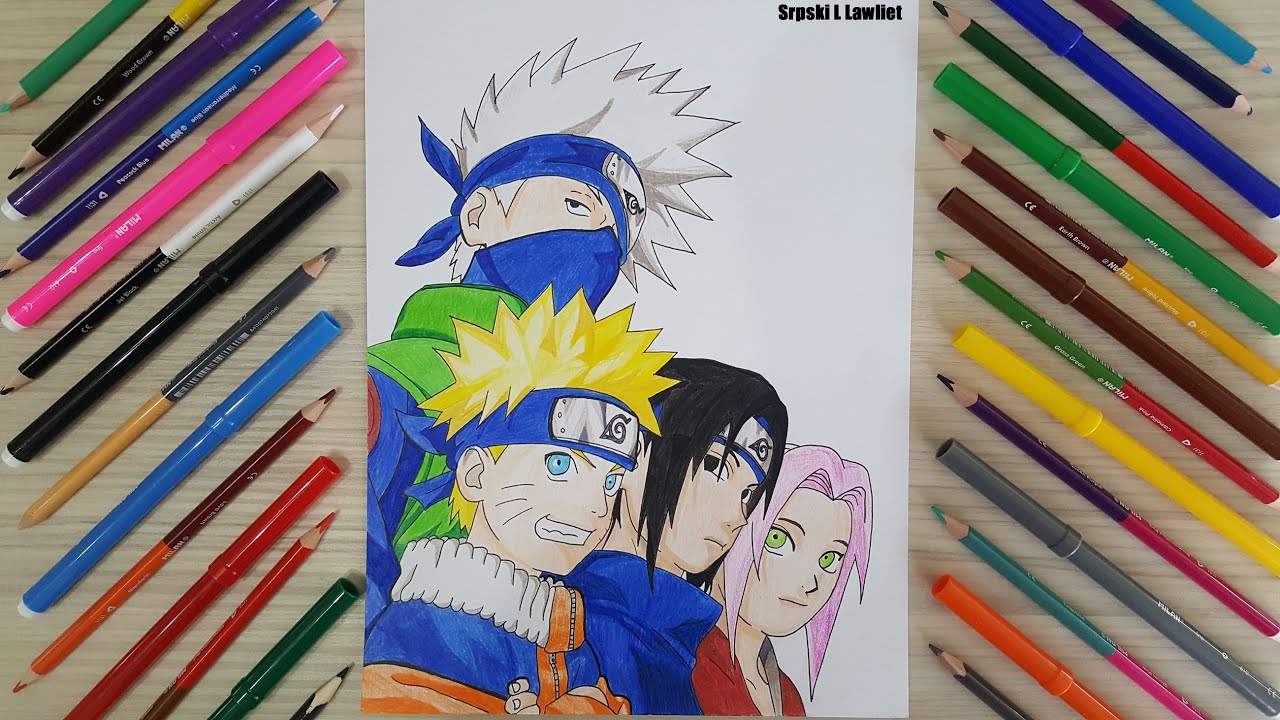 Crtamo Tim 7 - Naruto, Saske, Sakura i Kaka&scaron;i / Drawing Team 7 - Naruto, Sasuke, Sakura and Kakashi