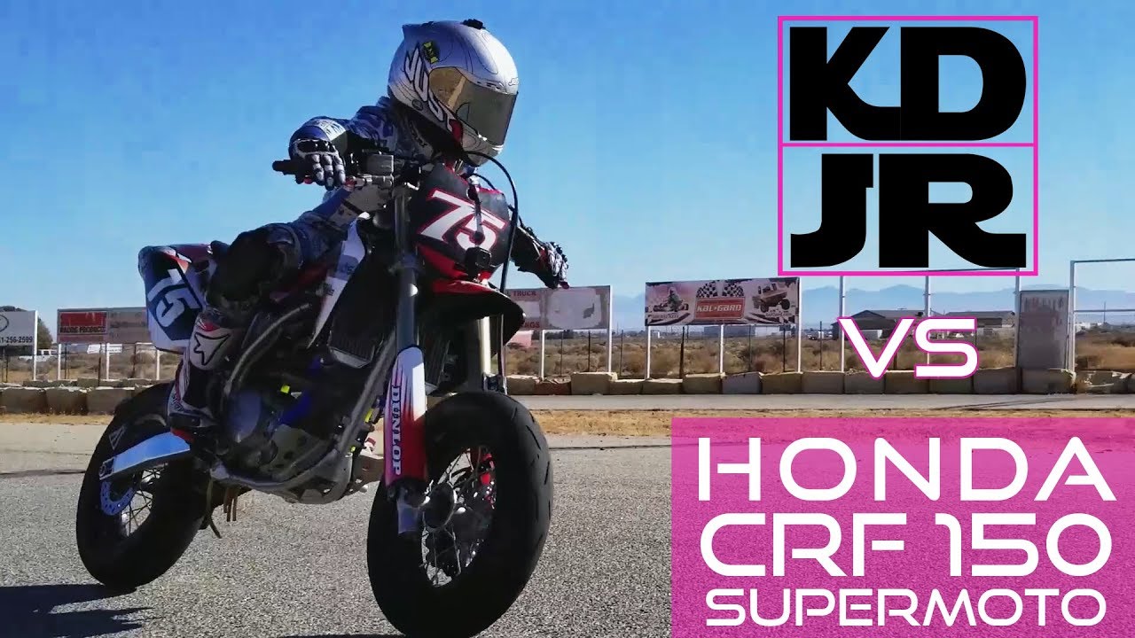 HONDA CRF 150R Supermoto VS KDJR 8 yo road racer video