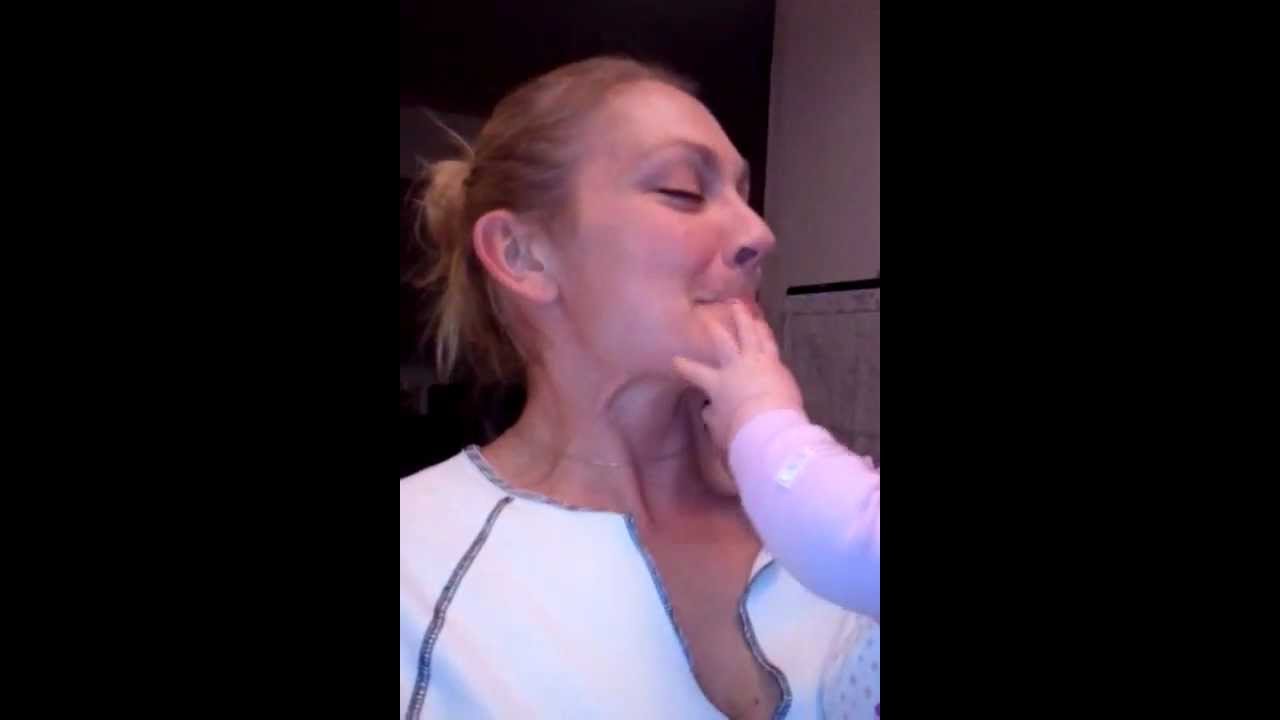 Charlotte and Mommy playing with bubble gum.