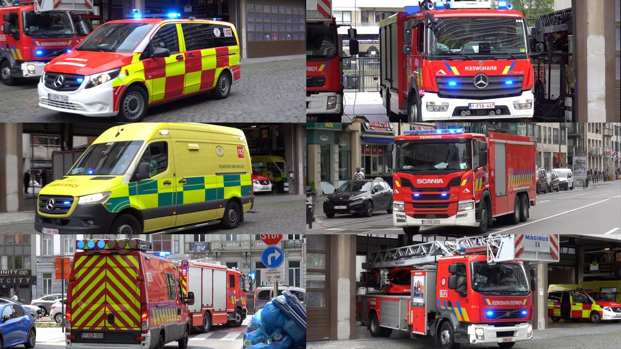 [BELGIUM SPECIAL🇧🇪 🚒] Brussels Fire Brigade Responding - Pompiers de Bruxelles Depart Incendie