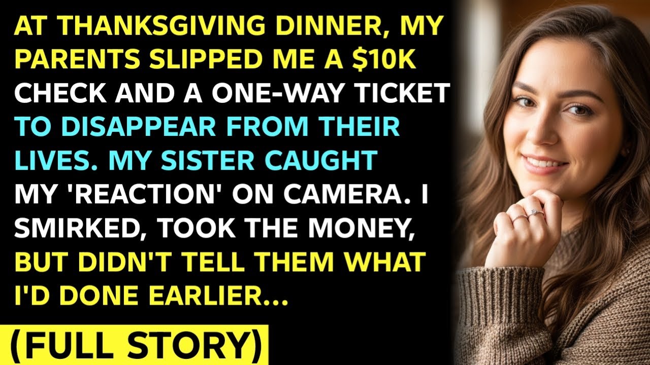 AT THANKSGIVING DINNER, MY PARENTS SLIPPED ME A $10K CHECK AND A ONE-WAY TICKET TO DISAPPEAR FROM TH