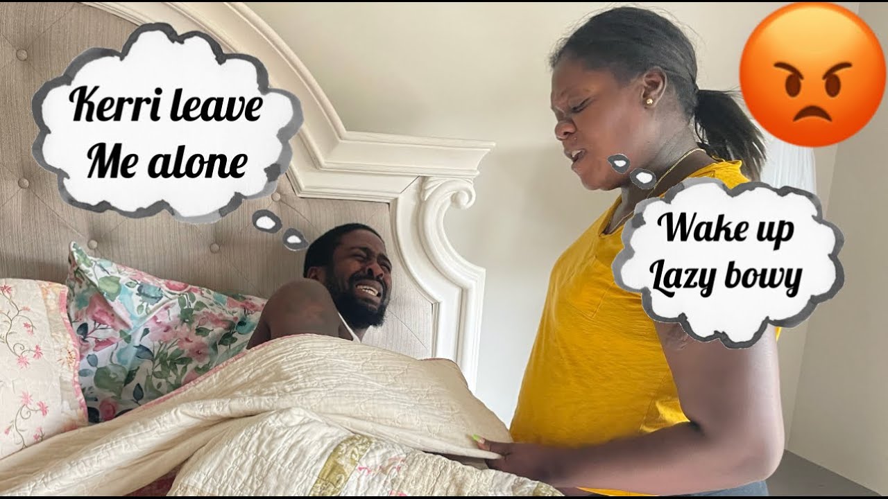 WOKE MY HUSBAND OUT HIS SLEEP TELLING HIM HE’S LAZY ** viral prank**