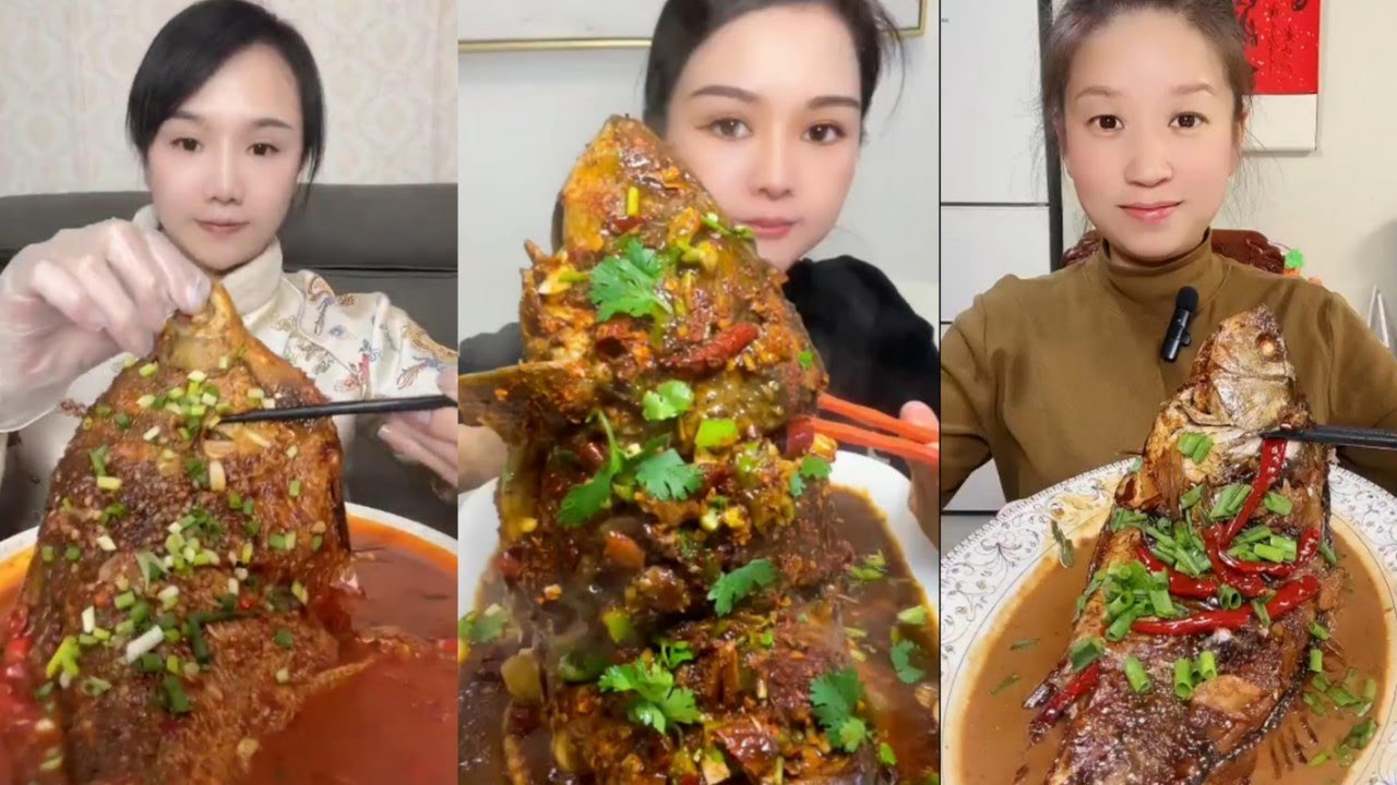 Chinese Mukbang Food Eating Show | God eats fish, Spicy Braised Fish #190