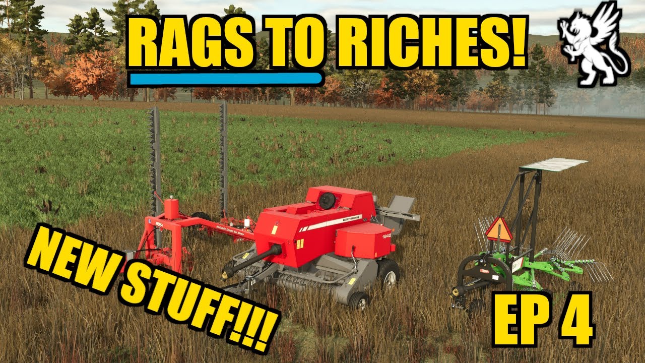 NEW MOVER, WINDROWER AND BALER!! - Rags to Riches - FS25 Timelapse - EP4
