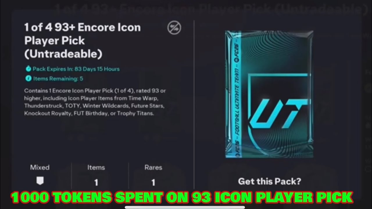 93+*ICON PLAYER PICK* 1000 TOKENS SPENT IN 1 PICK 🫣