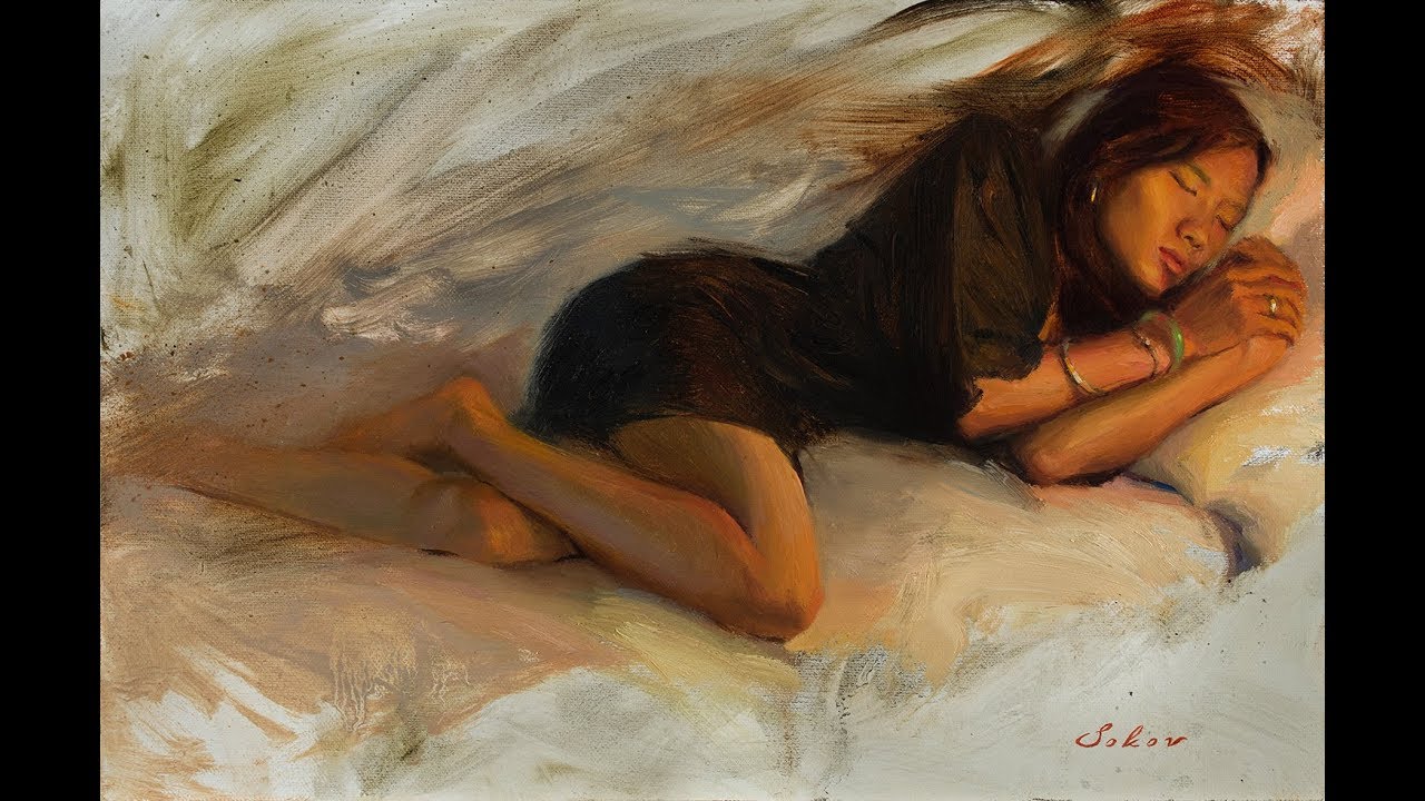 Painting My Gf From Life in Black Silk Kimono