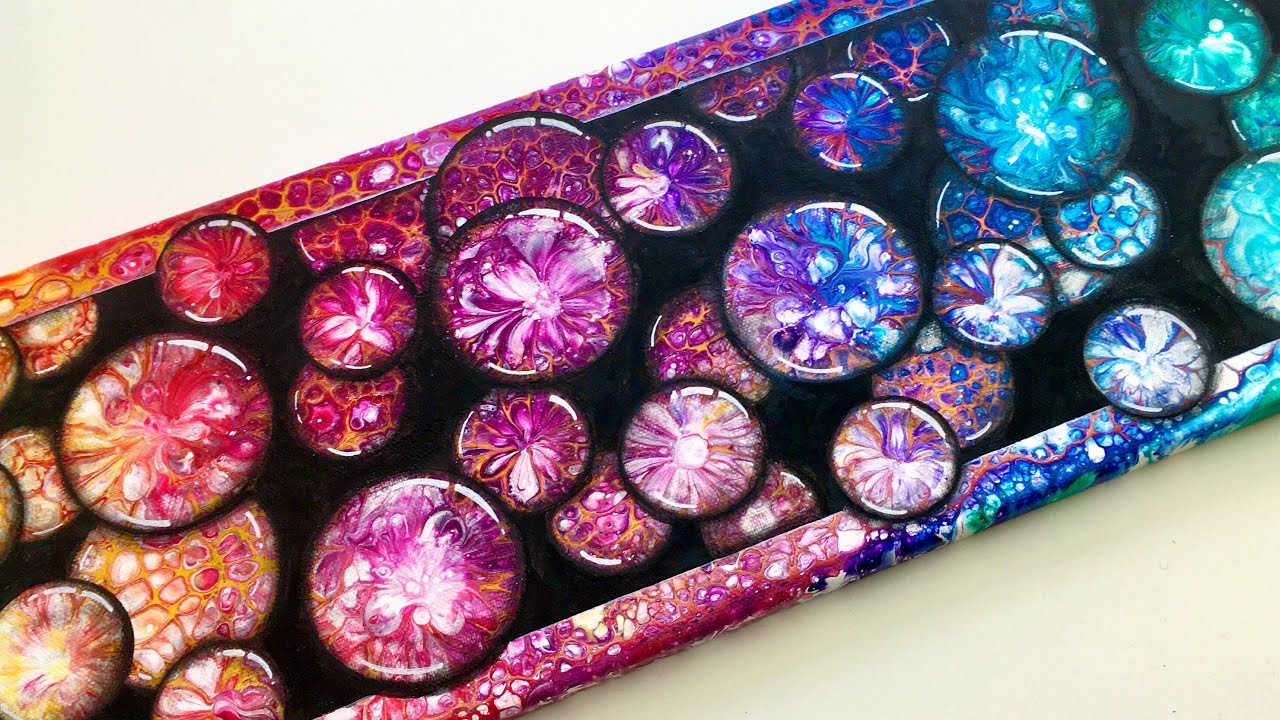 #104 3D RAINBOW ACRYLIC POUR with Bubbles - inspirational fluid art painting