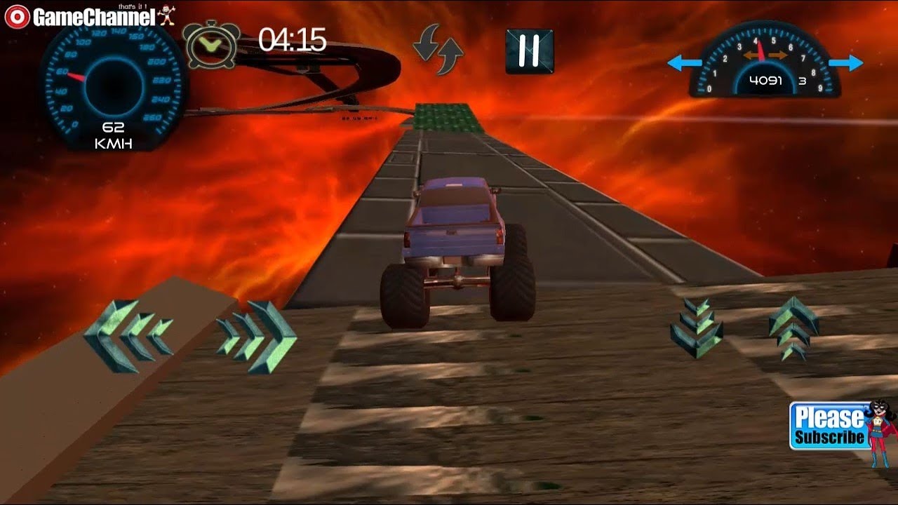 Impossible Tracks Monster Truck Rooftop Stunts / Android Gameplay Video