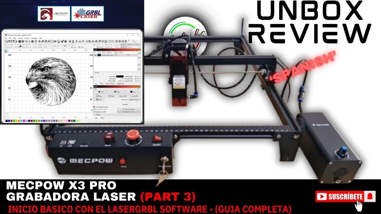 Grabador l&aacute;ser MECPOW X3 Pro 10w PARTE 3 Inicio basico con el LASERGRBL Software - (GUIA COMPLETA)