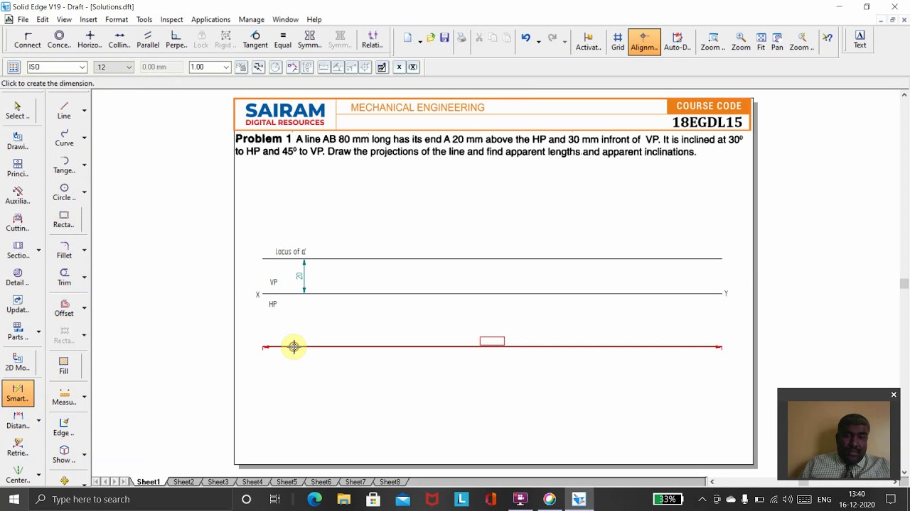 Lecture Video 3_ 18EGDL15/25_Module 2_ Problems on Projection of Lines_ Harish Babu L