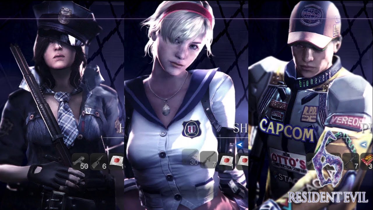 Resident Evil 6 - Mercenaries - All Characters & Costumes