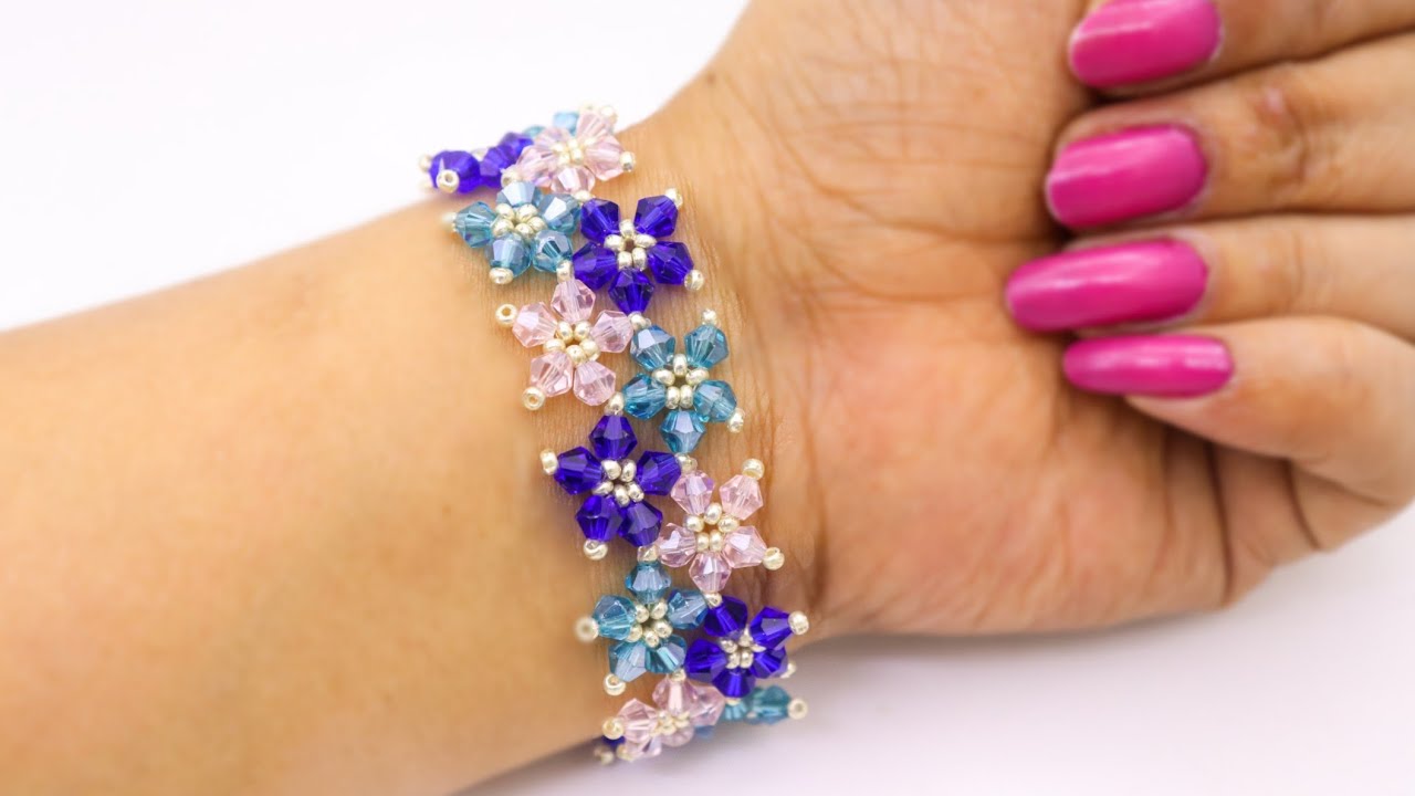 Cinderella Bracelet//Gorgeous Bicone Flower Bracelet//Easy Bicone Bracelet Tutorial//Beaded Bracelet