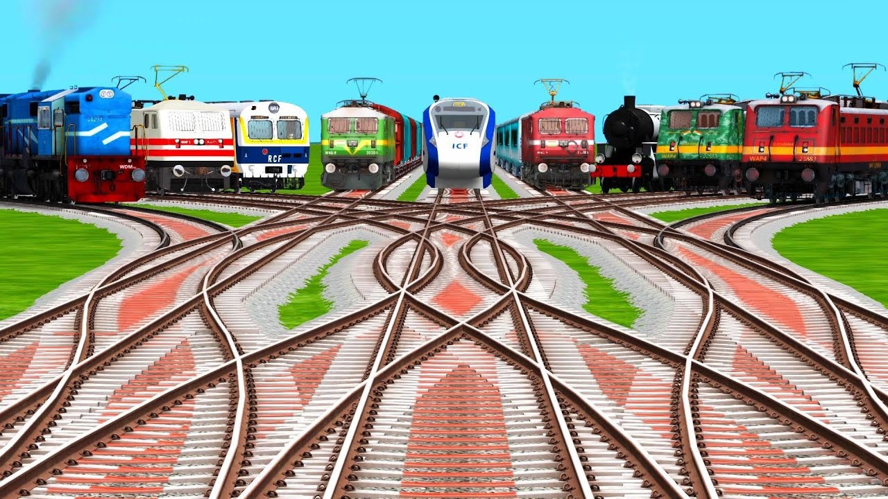 9 Indian Rails Crossing By Bumpy Railroad Tracks | indian train games | train simulator 