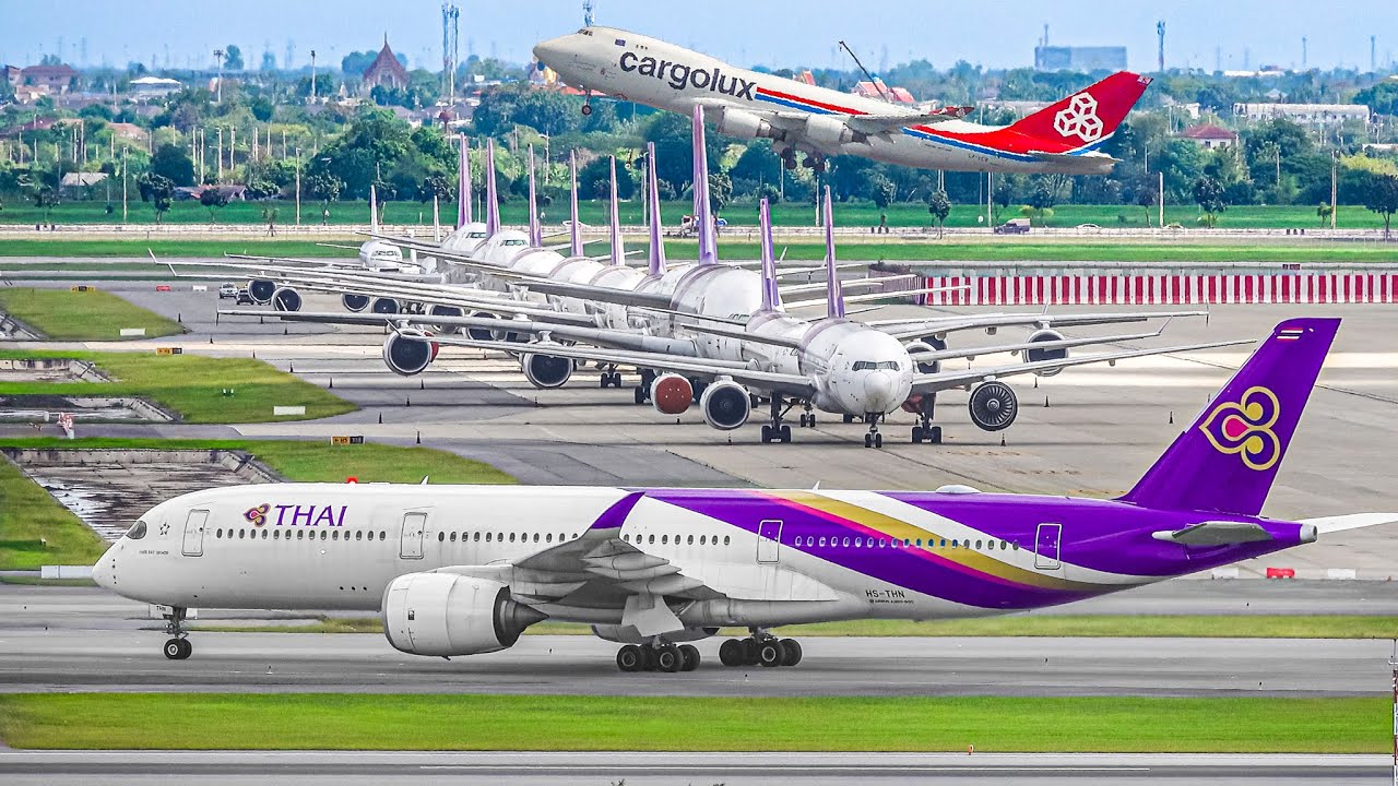 🇹🇭 4 HOURs Watching Airplanes, Aircraft Identification, BANGKOK Suvarnabhumi Airport Plane Spotting