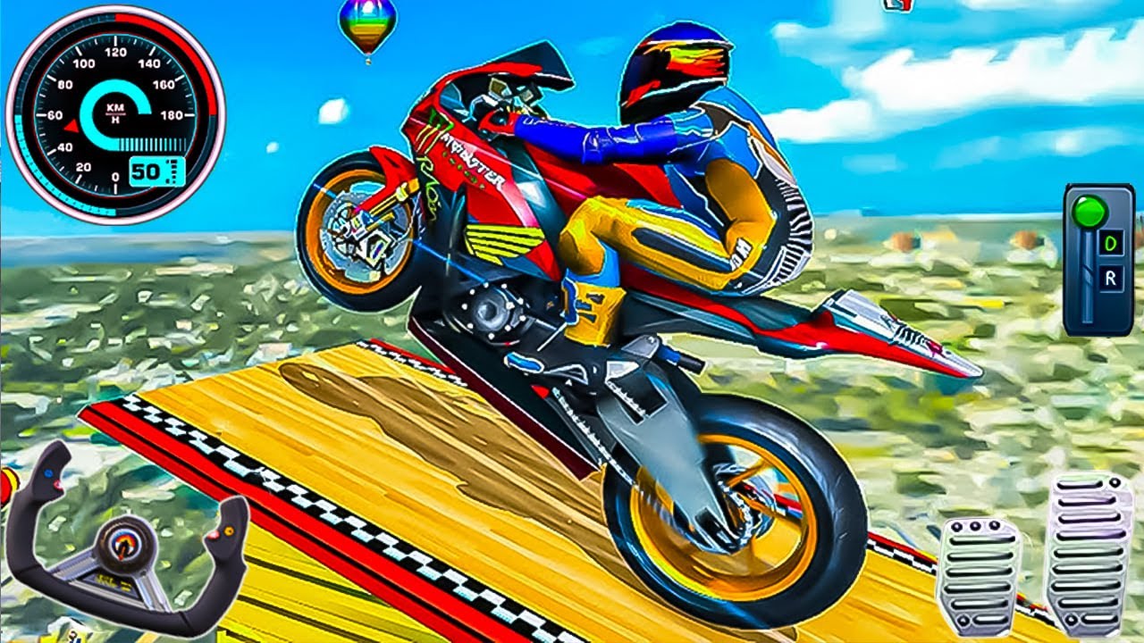 Mega Ramp Stunt Bike Simulator 3D - Motor Bike Motocross Impossible Racing - Android GamePlay