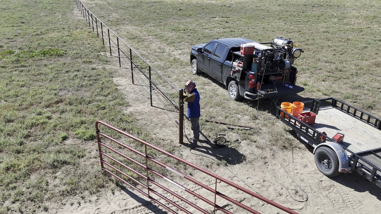 Building a Horse fence with pipe and cable.