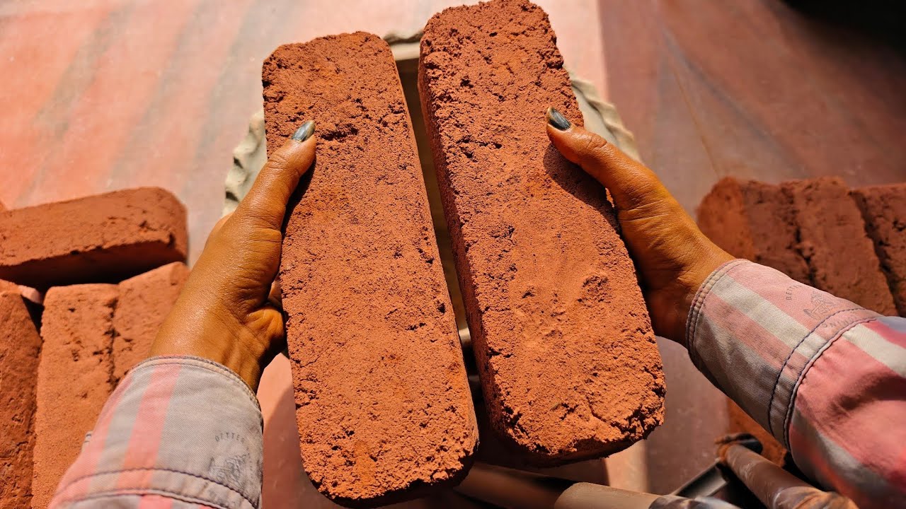 Masterpiece Handmade Red sand bars dusty dry crunchy crumbl in Claypot #purecement #asmrsounds #mud 