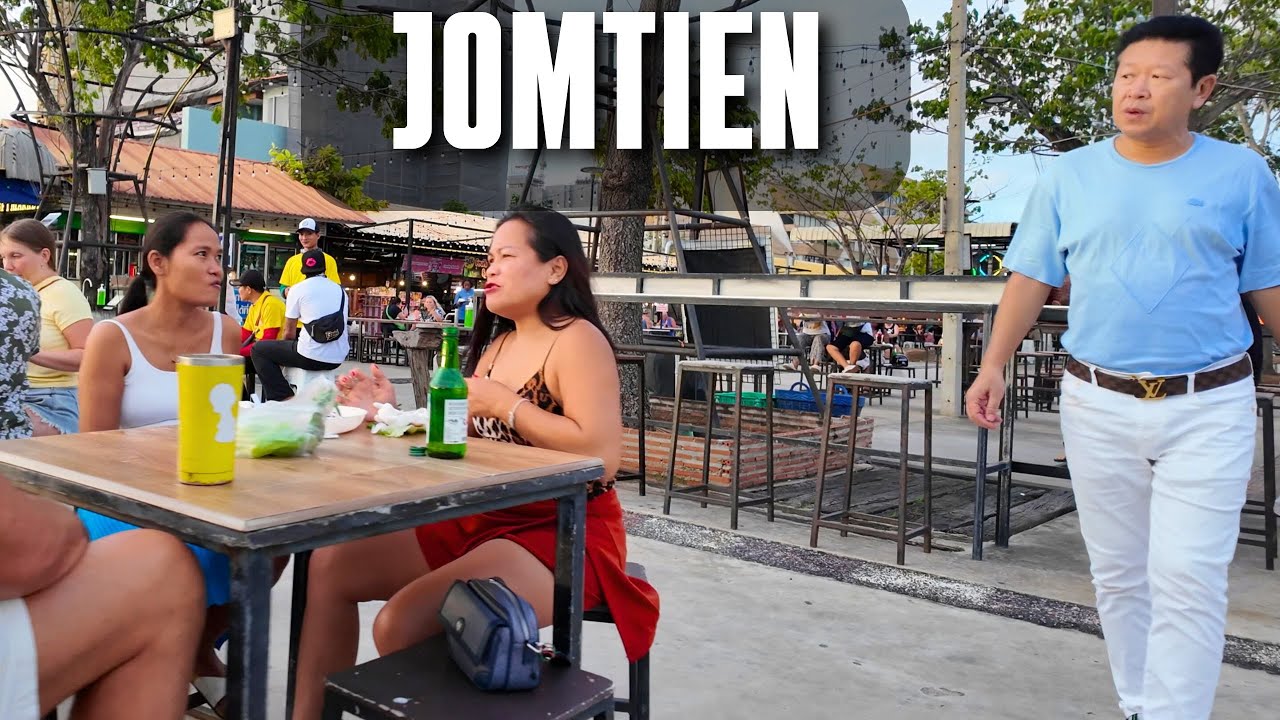[4K] JOMTIEN beach, the best area in PATTAYA, THAILAND 2025