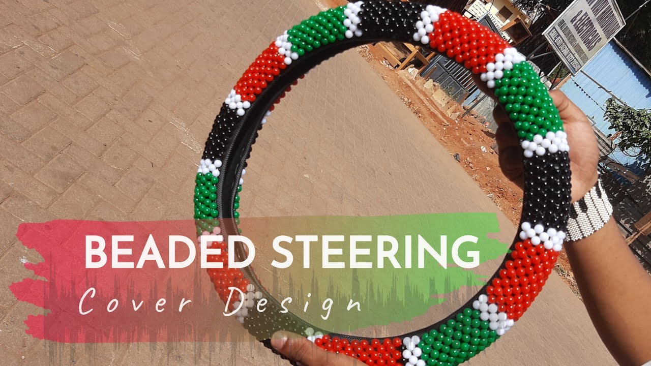 Custom Beaded Steering Wheel Cover 🚗 | Black, White, Red & Green Design Showcase