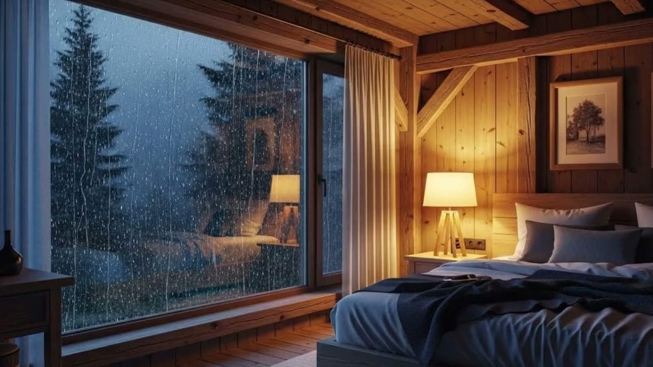 The Raining Room 🌧️ Relaxing ASMR Rain Sounds in a Cozy Cabin Bedroom