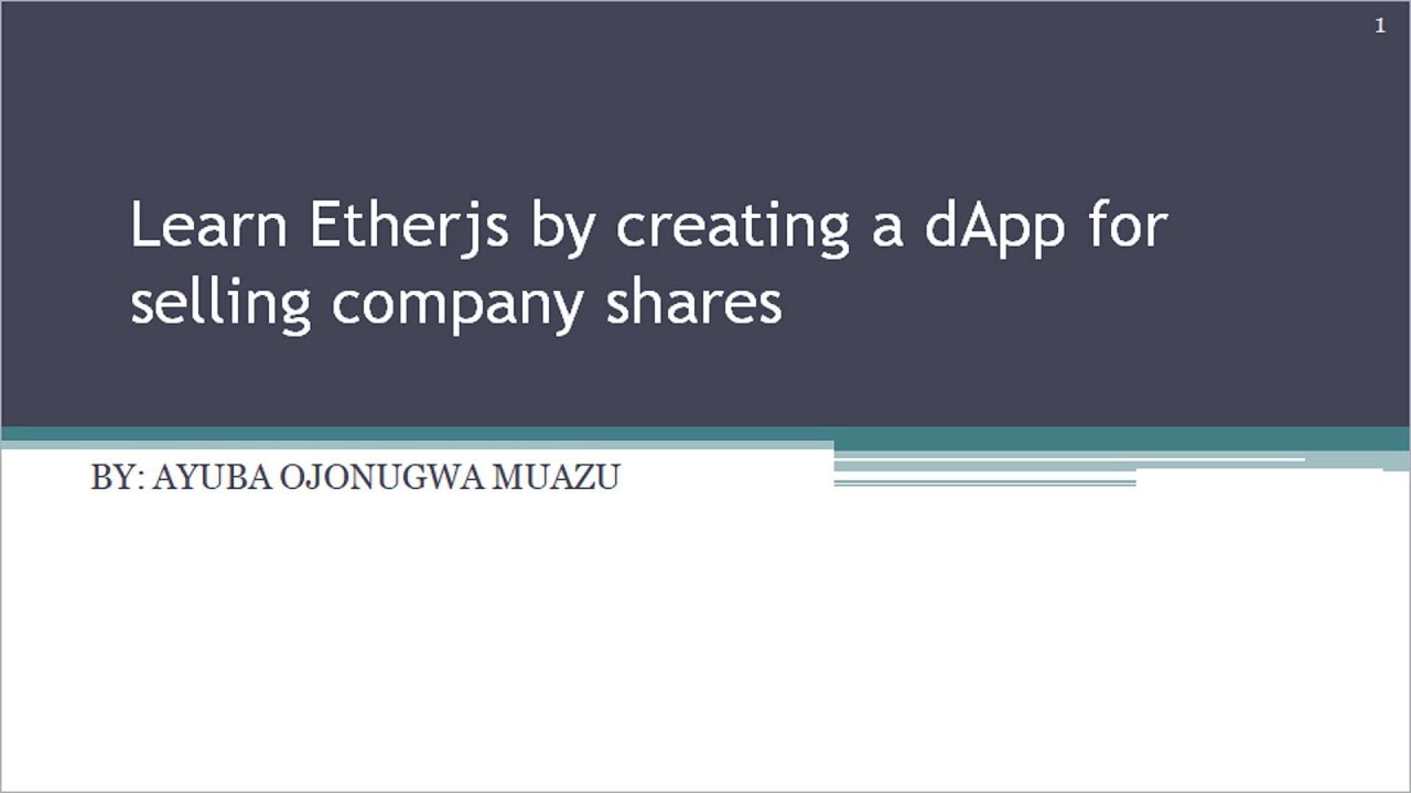 Ethers.js Tutorial: Creating Decentralized Stock Exchange dApp for Ethereum Development Enthusiasts