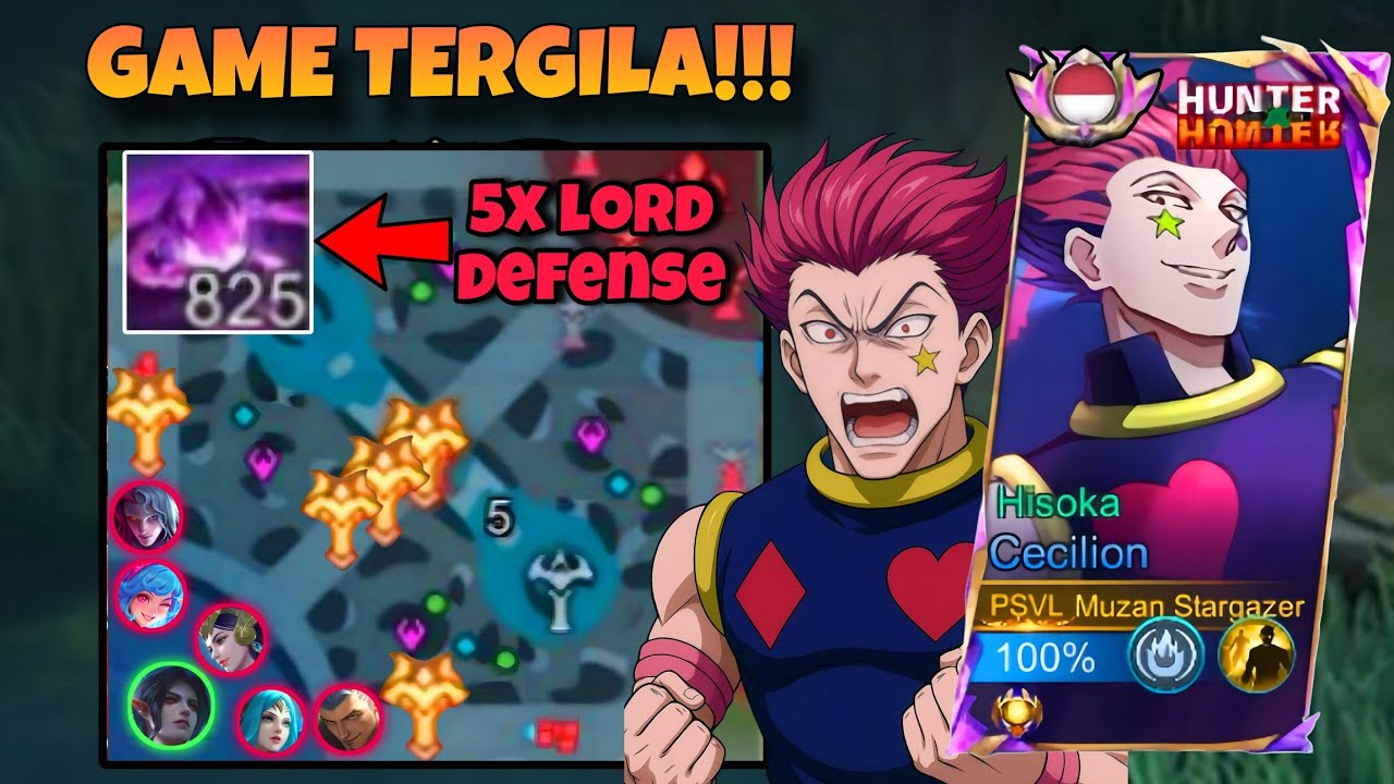 GAME TERGILA!! MUSTAHIL COMEBACK? CECILION 800 STACK 5X LORD DEFENSE! MOBILE LEGENDS