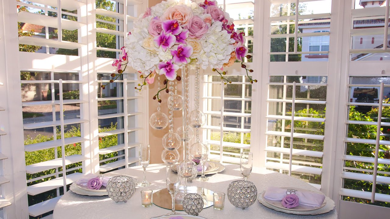 DIY Ghost Crystal Glamorous Wedding Centerpiece