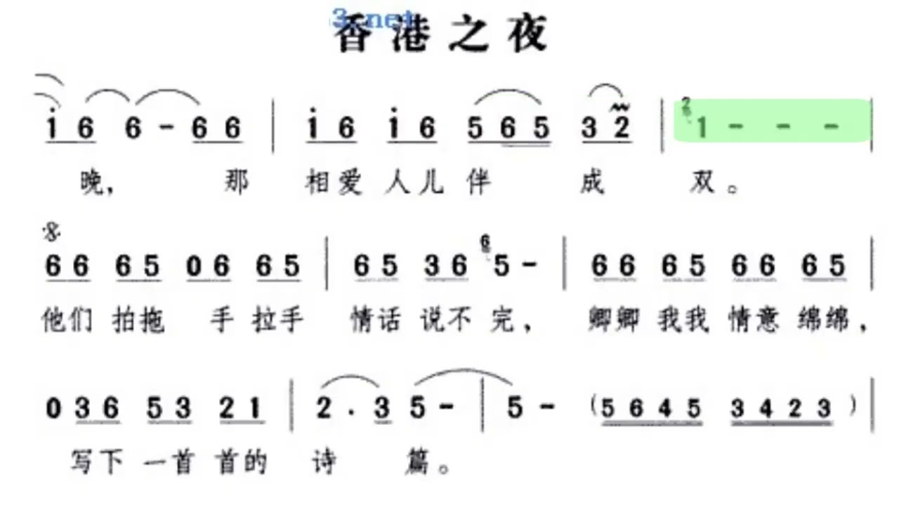香港之夜 G调伴奏 (加小节指示，供参考）- instrumental in G with measure marks