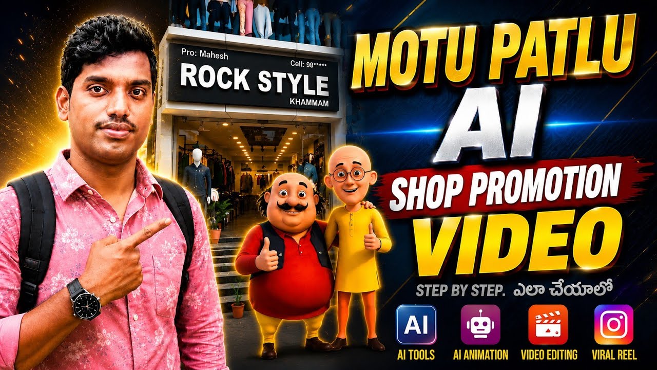 Instagram Trending Motu Patlu AI Shop Promotion Video | AI Video Editing Tutorial