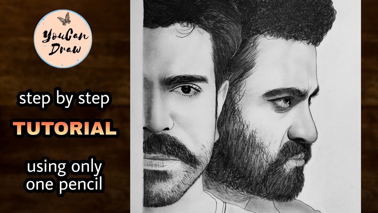 How to draw RRR Ram Charan & NTR step by step | Drawing Tutorial | YouCanDraw