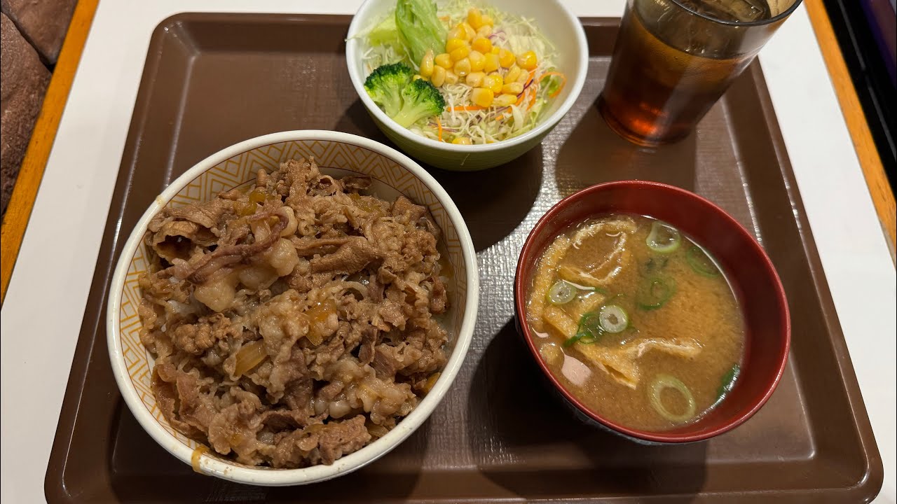 The Dinner of Japanese Salarymen After 15 Hours of Work at Sukiya($3)