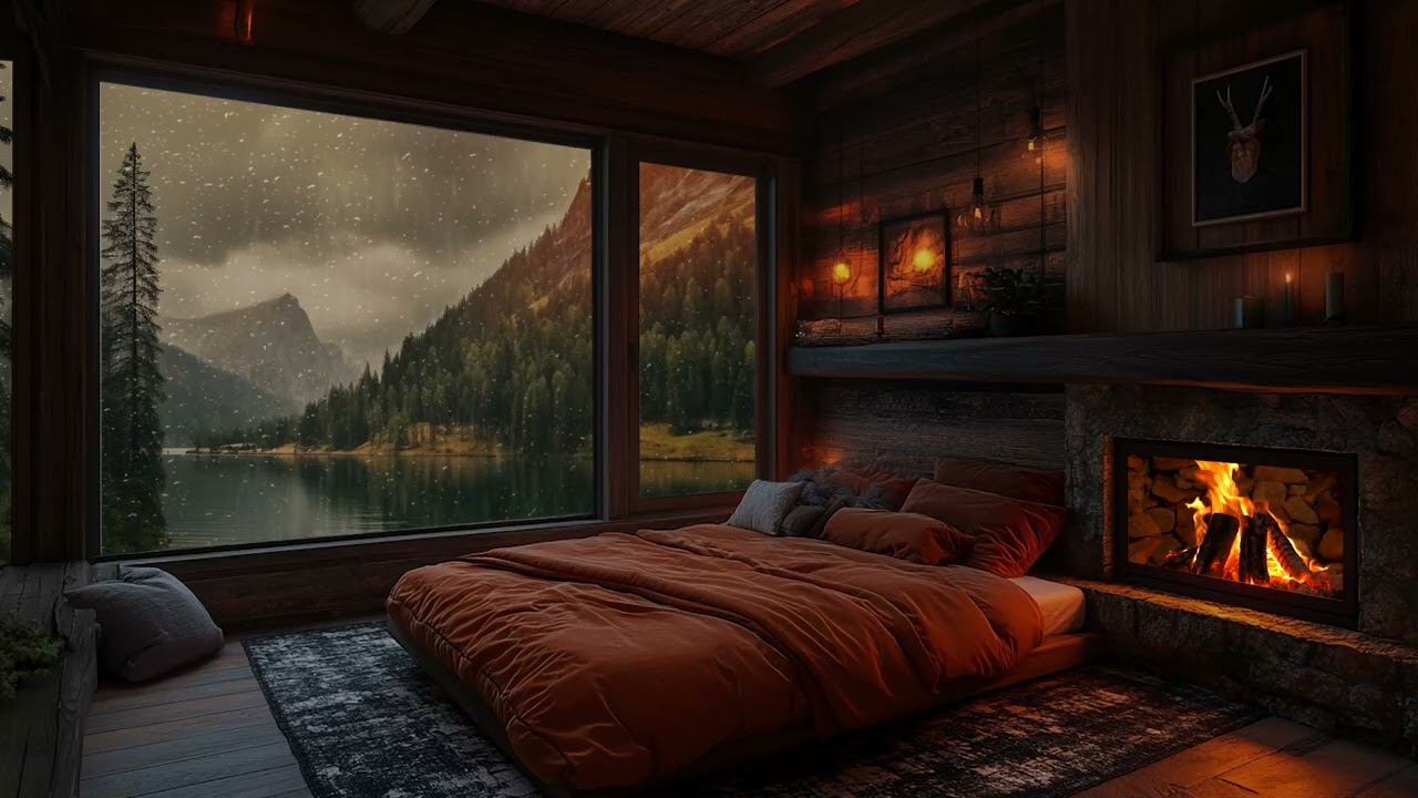 Rain Outside, Fire Inside | Cozy Room Sounds for Meditation & Sleep