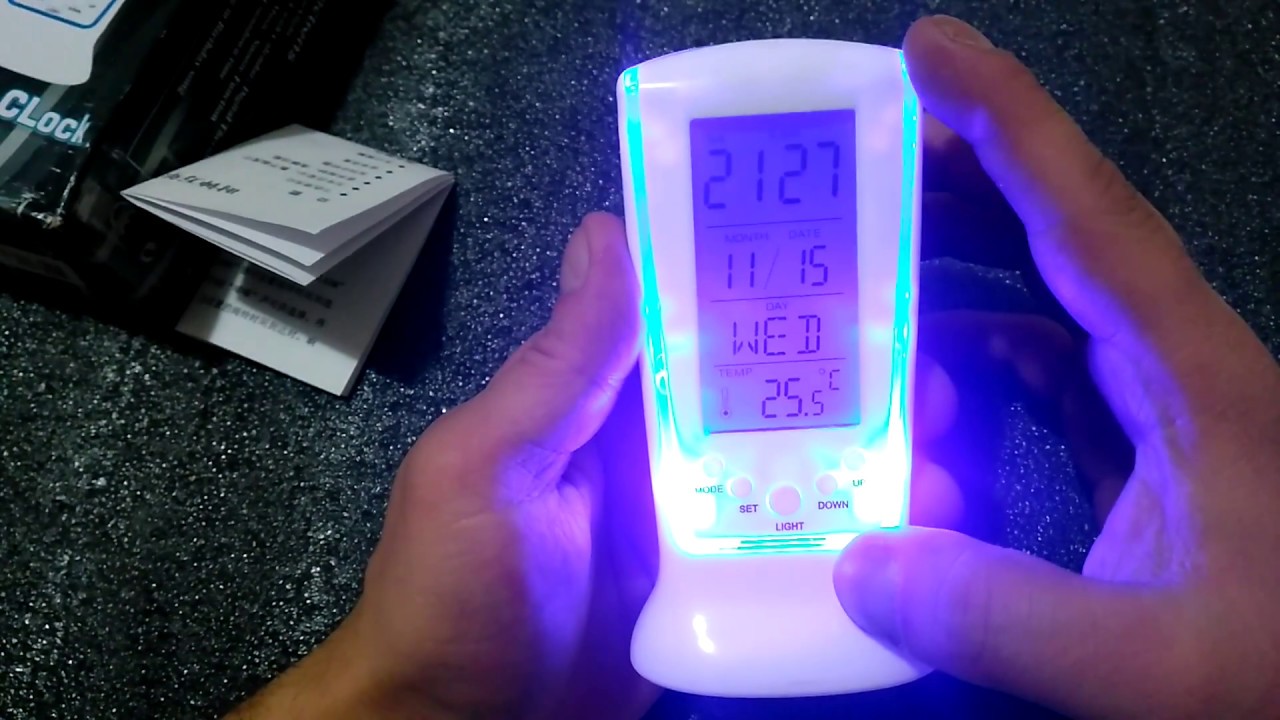 Termometre özellikli ışıklı masa saati. Aliexpress siparişi