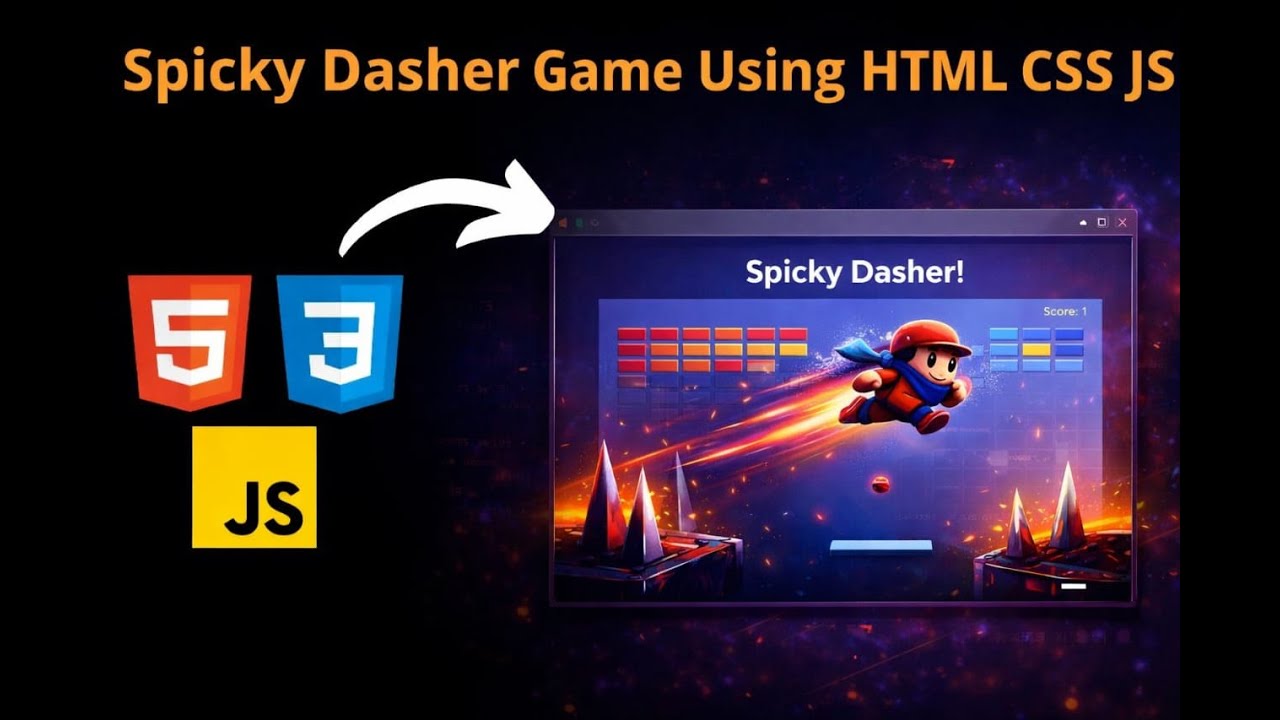 🎮Simple Spiky Dasher Game Using HTML CSS & JavaScript