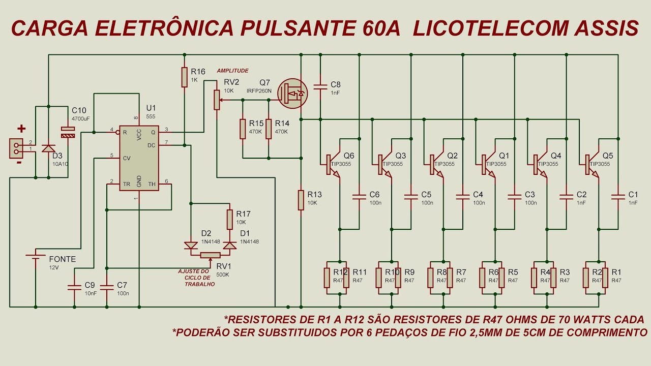 COMO FAZER UMA CARGA ELETRÔNICA - AJUSTE DUTY CYCLE - COMO MONTAR CARGA ELETRÔNICA - COMO FUNCIONA