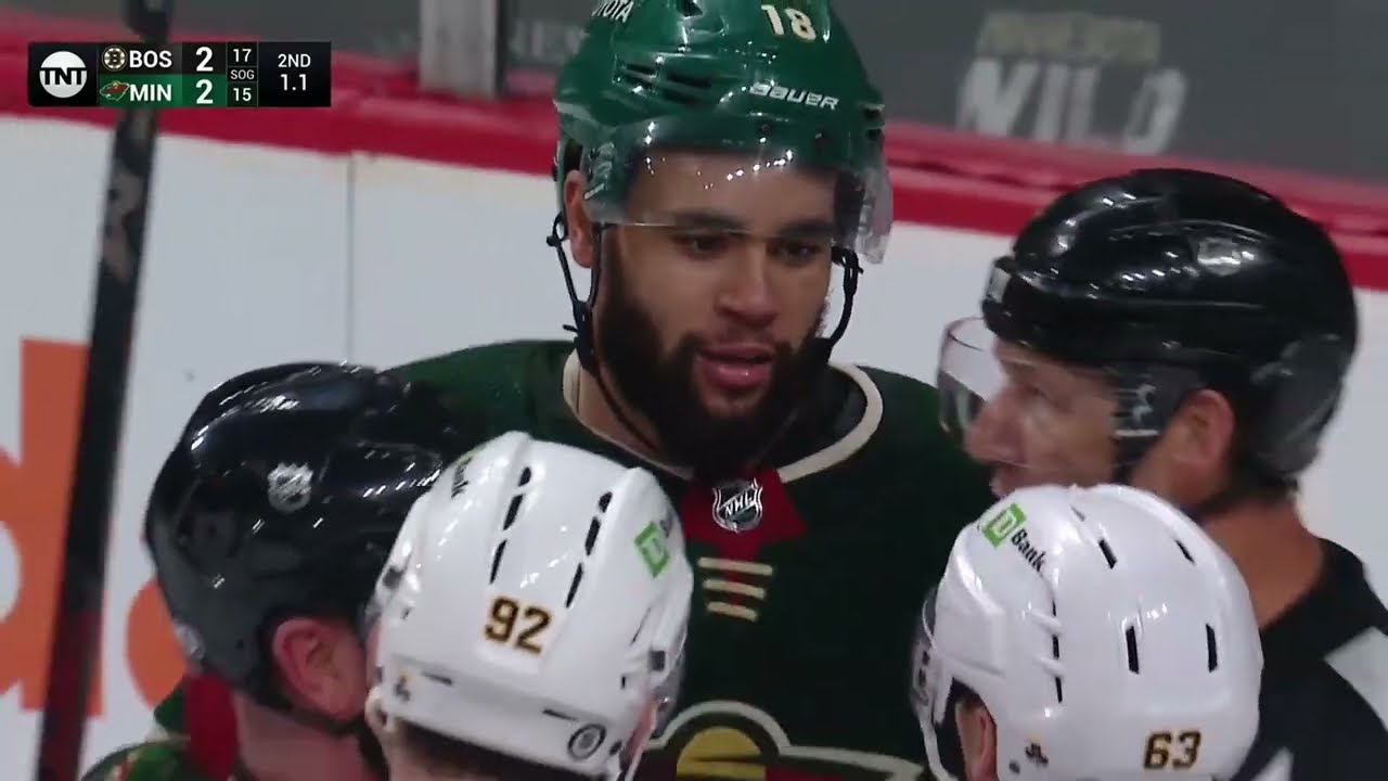 Brad Marchand Spears Jordan Greenway In The Nuts Before Scrum