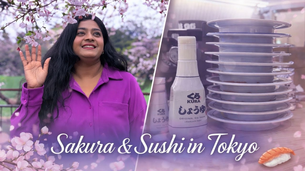 Can You Believe How Many Sushi Plates We Ate 🍣  Dreamy Sakura Day Vlog In Tokyo Japan 🌸