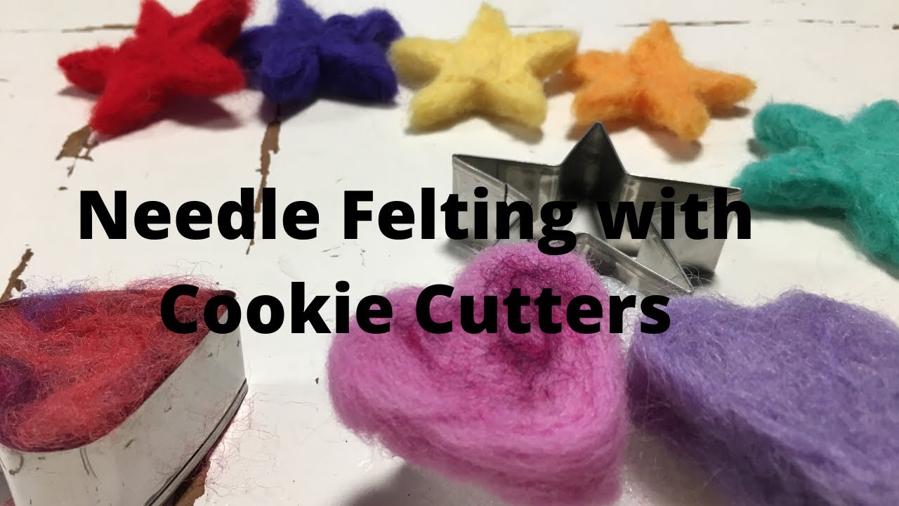 Needle felting using cookie cutters