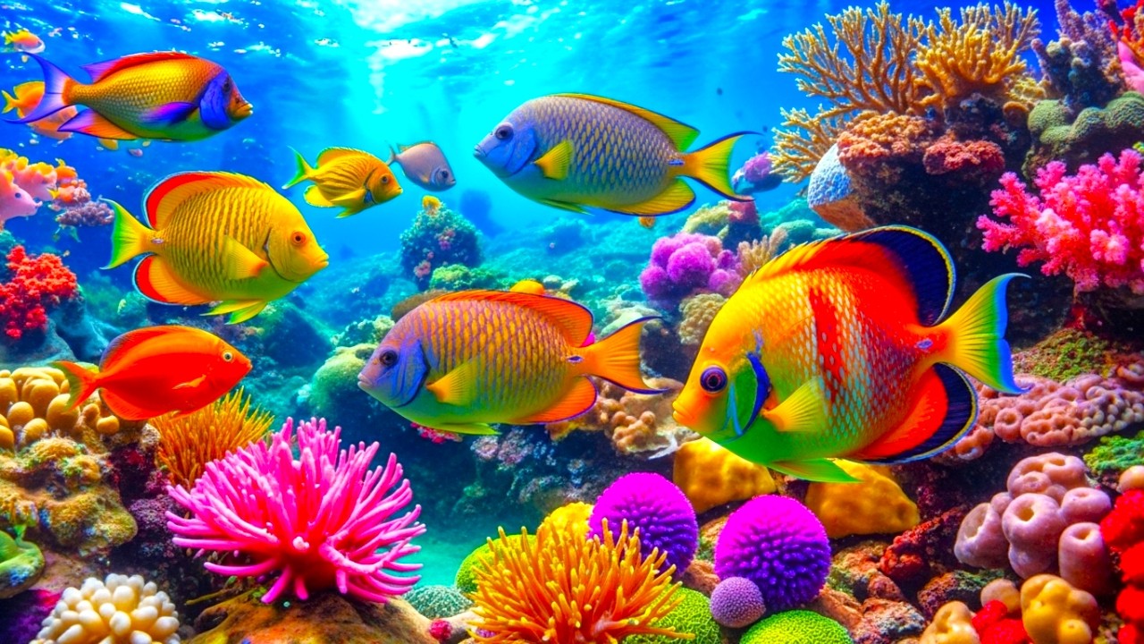 Whispering Blue Serenity – 4K Aquarium with Coral Reef and Relaxing Sounds #3