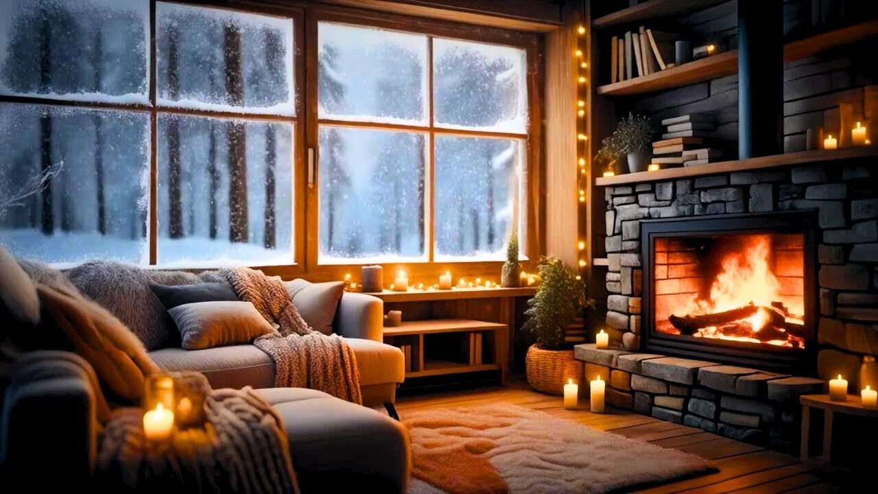 Tonight, I’m Sleeping by a Snowy Window — Fireplace & Winter Night | 6 Hours