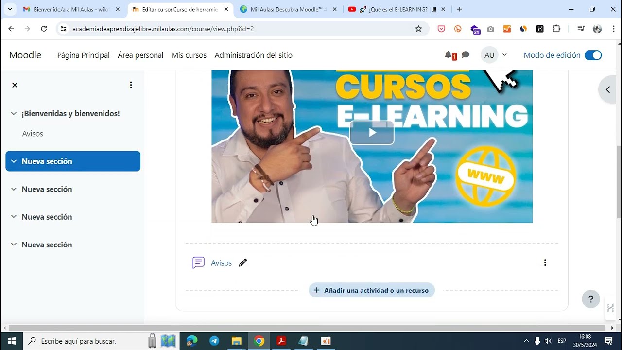 Creación y gestión de un curso gratuito con Moodle en Mil Aulas