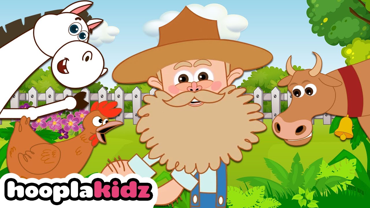 [4K]  Old Macdonald Had A Farm Song | Nursery Rhymes For Kids | HooplaKidz