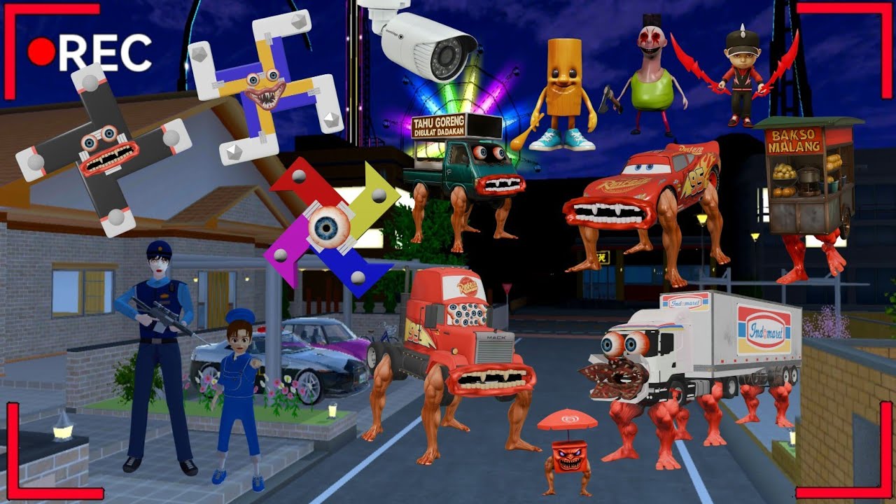 CCTV Merekam Pasukan Monster Eater, Gasing Dan Anomali Serang Kota Sakura | Sakura School Simulator
