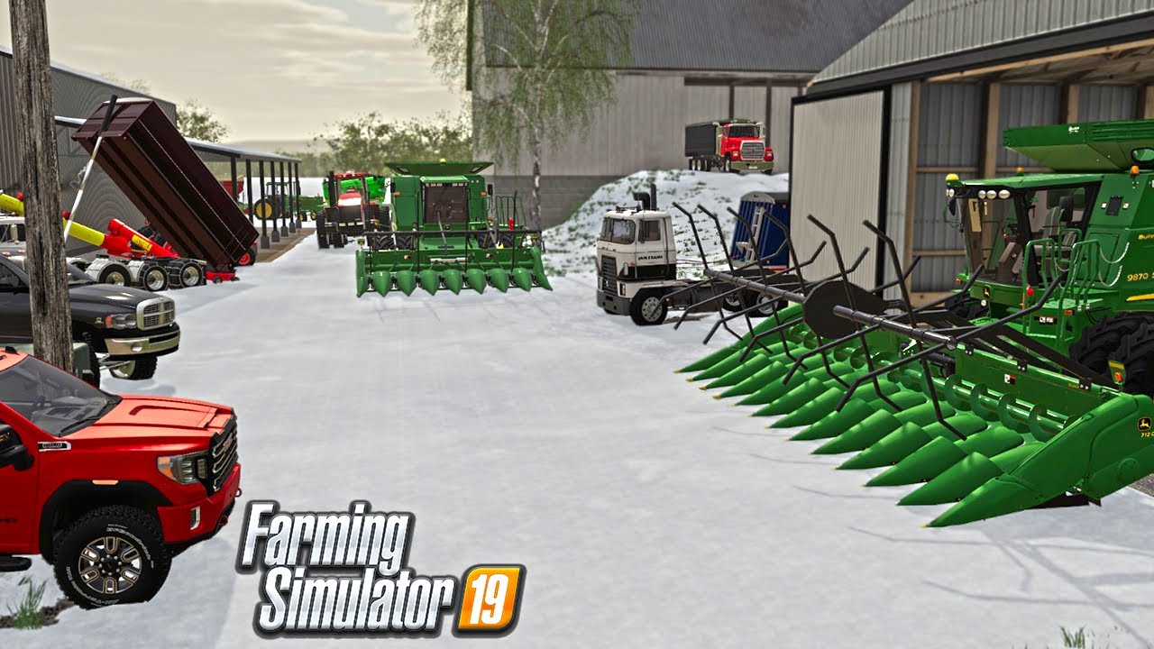 HARVESTING DOWN CORN IN A BLIZZARD (IOWA FARMING) FS19