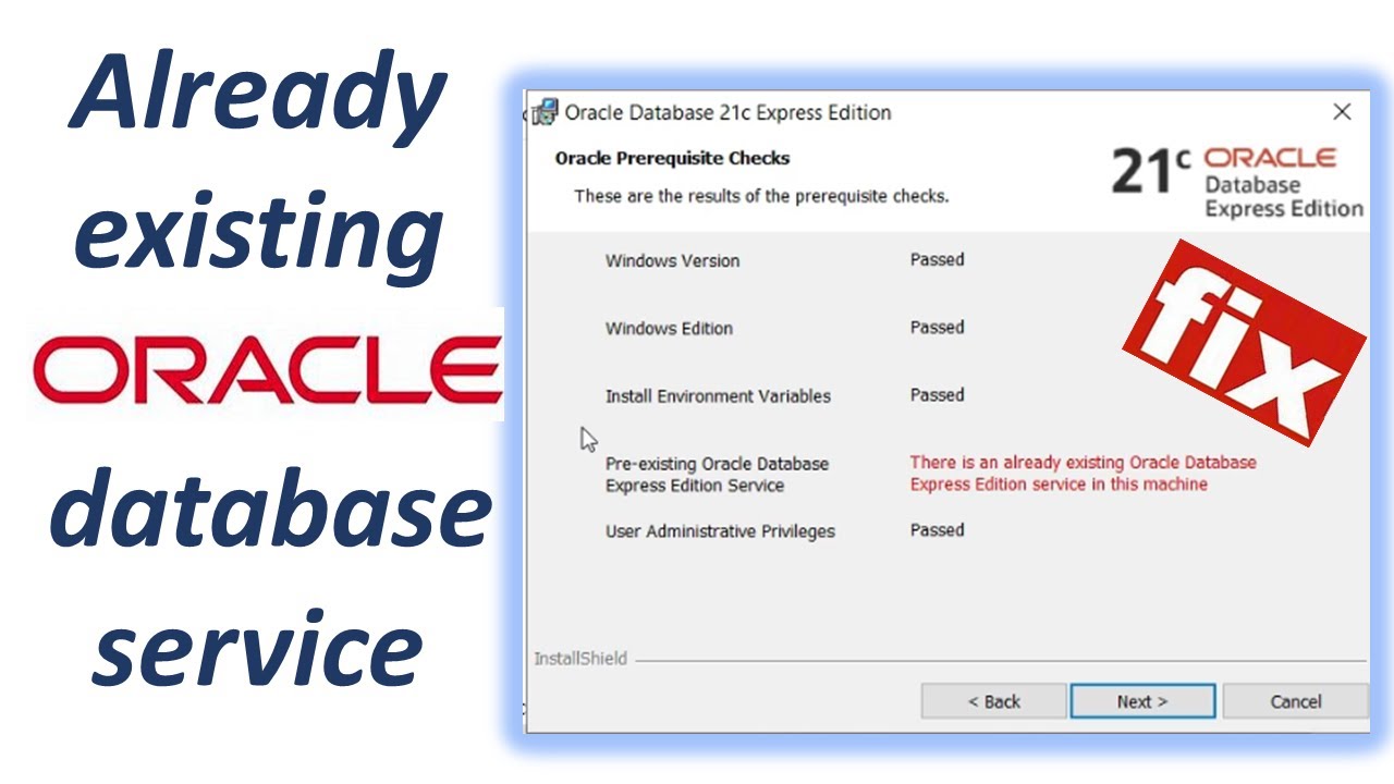 Already existing oracle database service-fixed #oracle #techiezero